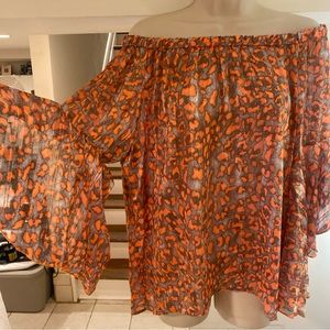 Off The Shoulder Animal Print Dressy Top SZ M- Never Worn